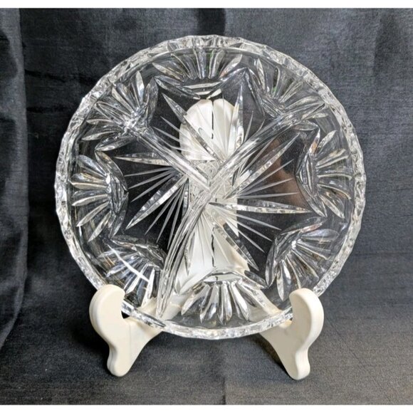 3 for $30 Vintage Cut Crystal Pickle / Olive Tray - 6 5/8" Diameter - Picture 1 of 7